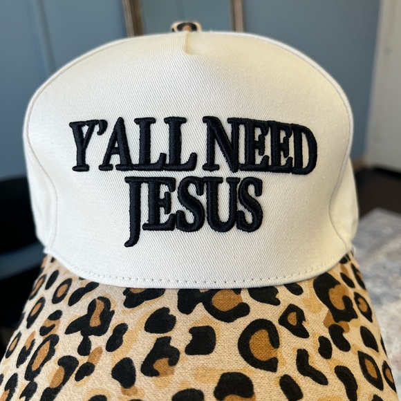 Leopard Print 'Y'all Need Jesus' Cap - Picture 5 of 5